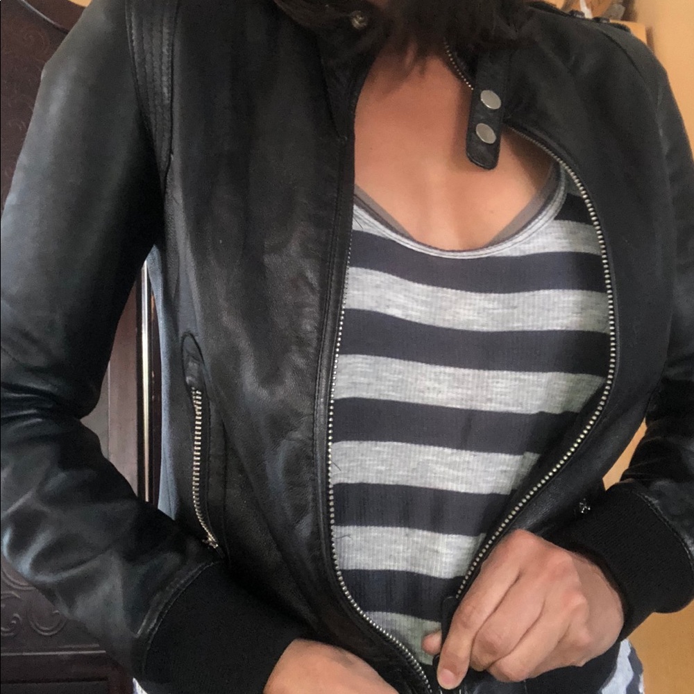 Black Soft Leather RUDSAK Moto Bomber Jacket